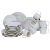 Set farfurii 30 piese, pentru 6 persoane, North Pole, Cesiro, Portelan, Alb