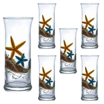 Set 6 pahare din sticla decorate de 290 ml, Cesiro