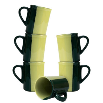 Set 6 cani 280 ml, Negru/Verde