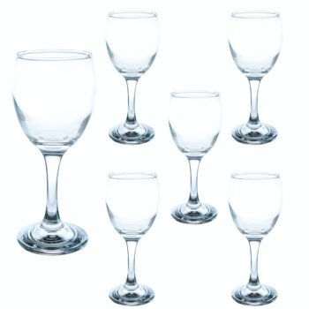 Set 6 pahare de 180 ml cu picior din sticla, Cesiro