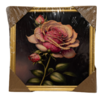 Tablou trandafir roz cu bulbi, 30.5x30.5 cm