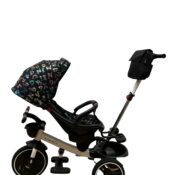 Tricicleta pliabila, cu pozitie de somn si scaun reversibil, Model Litere Negru