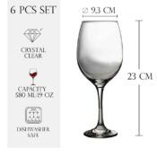 Set 6 pahare de 580 ml cu picior din sticla, Cesiro