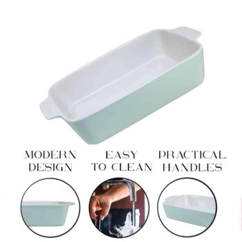 Vas termorezistent Alb/Turcoaz, 32 x 20 x 7 cm