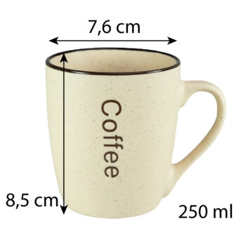 Set 6 cani decor coffee Crem, 250 ml