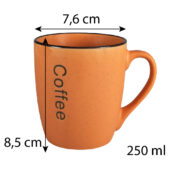 Set 6 cani decor coffee Portocaliu, 250 ml