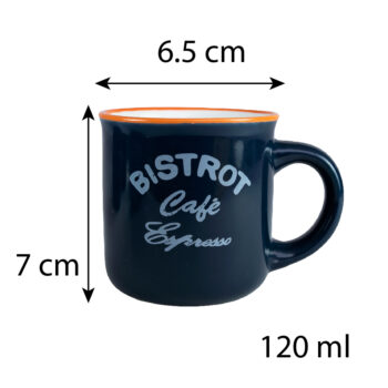 Set 6 cani Bistrot Albastru/Alb, 120 ml