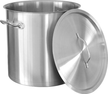 Oala profesionala din inox, cu manere nituite, capac din inox, compatibila cu plita cu inductie, 50 l, Grunberg GR2750