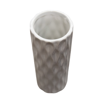 Vază din ceramică, albă, cu model în valuri, 18,5x7 cm