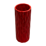 Vază din ceramică, roșie, cu model în valuri, 18,5x7 cm