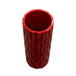 Vază din ceramică, roșie, cu model în valuri, 18,5x7 cm