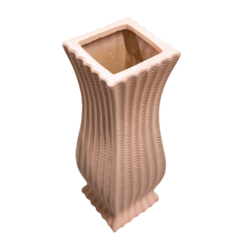 Vază roz din lut, cu model nuiele împletite, 31x10x10 cm