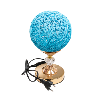 Veioză aurie cu glob din ață albastră, de 25x 15 cm