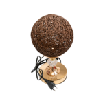 Veioză aurie cu glob din ață maro, de 25x 15 cm