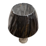 Veioză crem, model abstract de flori, abajur maro, 48x30 cm