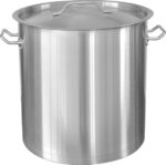 Oala profesionala din inox, cu manere nituite, capac din inox, compatibila cu plita cu inductie, 50 l, Grunberg GR2750