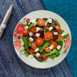 Set 6 farfurii adanci 20 cm x 280 ml, pentru 6 persoane, Ivoire cu trandafir rosu