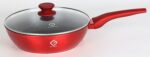 Tigaie wok, din aluminiu, capac sticla, interior anti-aderent, baza metalica pentru plita cu inductie, 28 cm, Grunberg GR6328