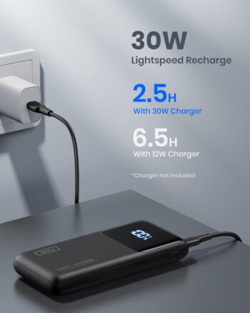 Încărcător portabil INIU, 45 W USB C Power Bank Încărcare rapidă cu 15000 mAh PD QC Baterie externă pentru telefon