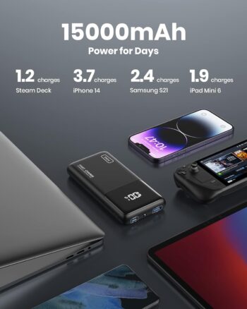 Încărcător portabil INIU, 45 W USB C Power Bank Încărcare rapidă cu 15000 mAh PD QC Baterie externă pentru telefon