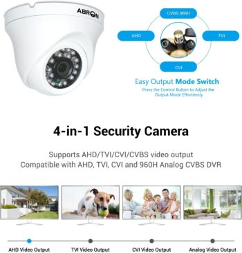 Cameră de supraveghere analogică Abronis 5MP Cameră CCTV cu dom de securitate 4-în-1 AHD TVI CVI CVBS, lentilă varifocală de 2,8-12 mm 36 LED-uri IR Viziune nocturnă