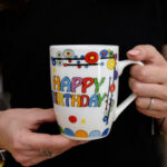 Cana 320 ml Alb, cu design happy birthday