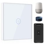 Comutator de lumină inteligent BSEED, compatibil cu Alexa și Google Home, comutator tactil WiFi 1 bandă 1 cale, control în 2 căi sau în mai multe căi prin aplicația SmartLife,