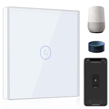 Comutator de lumină inteligent BSEED, compatibil cu Alexa și Google Home, comutator tactil WiFi 1 bandă 1 cale, control în 2 căi sau în mai multe căi prin aplicația SmartLife,