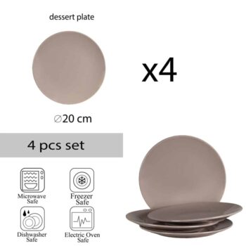 Bucură-te de Eleganța Crem Latte: Set 4 farfurii desert Crem Latte