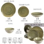 Set farfurii 16 piese, pentru 4 persoane, Sand, Cesiro, Alb Ivoire si gri-verzui