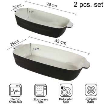 Set 2 vase termorezistente Alb/Negru, Marimi mixte