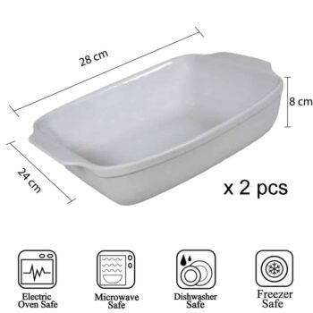 Set 2 vase termorezistente Alb 28x24x8 cm
