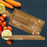Tocator lemn cu maner 490x200x20 mm, Maro natur