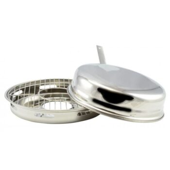 Gratar cu capac si maner, din inox, pentru aragaz, 32.50 x 13.50 cm, Grunberg JN866
