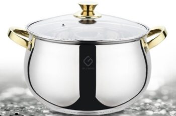 Cratita inox cu capac sticla GRUNBERG , 24 cm - 6.5 litri , argintiu