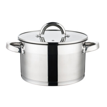 Cratita din inox, compatibila cu plita cu inductie, cu capac din sticla, 24 cm, 5.70 l, Grunberg GR7024