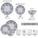 Set farfurii 12 piese, 4 persoane, set cu bol- Insieme Blu Elegante - Set Veselă Italiană Porțelan