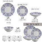 Set farfurii 16 piese, 4 persoane- Insieme Blu Elegante - Set Veselă Italiană Porțelan