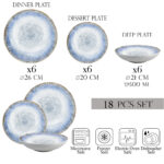 Set farfurii 18 piese, 6 persoane, set cu farfurie adancă- Ensemble Laguna di Lusso - Set Veselă Italiană Porțelan