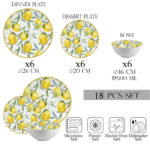 Set farfurii 18 piese, 6 persoane, set cu bol- Set de Veselă Limone di Lusso - Set Veselă Italiană Porțelan