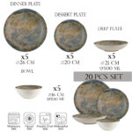 Set farfurii 20 piese, 5 persoane - Ensemble Bronzo Elegante - Set Veselă Italiană Porțelan