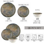 Set farfurii 18 piese, 6 persoane, set cu bol- Ensemble Bronzo Elegante - Set Veselă Italiană Porțelan