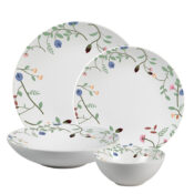 Set farfurii 24 piese, 6 persoane - Insieme Fiori Eleganti - Set Veselă Italiană Porțelan