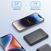 Încărcător portabil fără fir JoyGeek, Power Bank magnetic de 10.000 mAh cu suport, acumulator Mag Safe PD 20 W Încărcare rapidă cu C