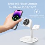 Suport de încărcare Magsafe, stație de încărcare pentru mai multe dispozitive, încărcător fără fir pentru seria iPhone 15/14/13/12, Apple Watch seria 1-9/Ultra, AirPods Pro cu LED și adaptor