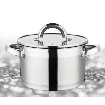 Cratita din inox, compatibila cu plita cu inductie, cu capac din sticla, 22 cm, 4.50 l, Grunberg GR7022