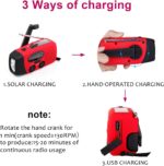 Radio meteorologic de urgență cu manivelă solară, radio portabil NOAA/AM/FM cu lanternă cu 3 LED-uri 2000 mAh Power Bank încărcător pentru telefon mobil