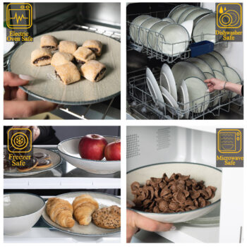 Mese de Neuitat cu Setul pentru 6 persoane 73 piese, Alb Ivoire cu verde deschis