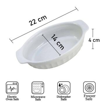 Vas termorezistent Alb cu striatii, 22 X 14.5 X 5 cm