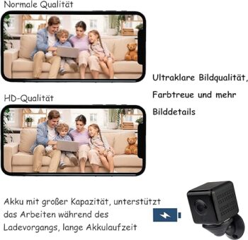 Merclix Mini Cameră 4K HD Cameră de supraveghere Cameră WiFi de interior Transmisie în direct Aplicație pentru telefon mobil cu baterie SIM Card WiFi Stocare în cloud Senzor de mișcare Cameră de vedere nocturnă pentru animale de companie
